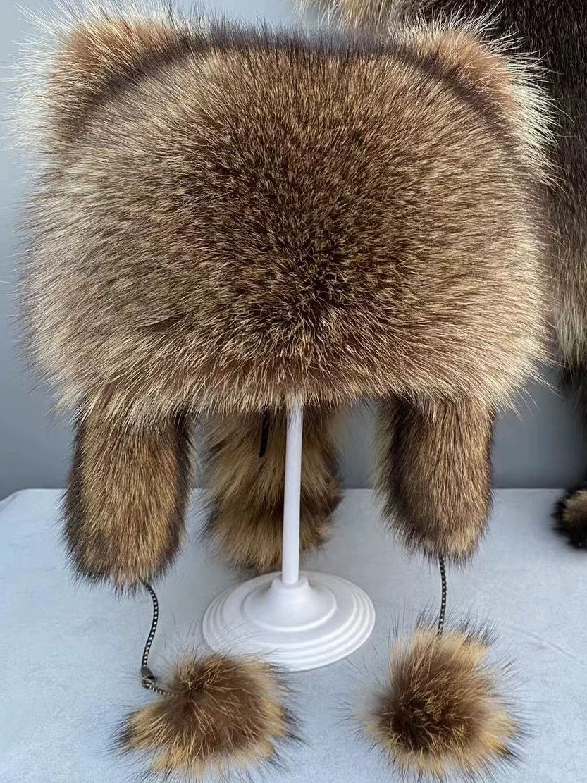 Miniature : Raccoon Fur Hat, Crockett Raccoon Fur Hat