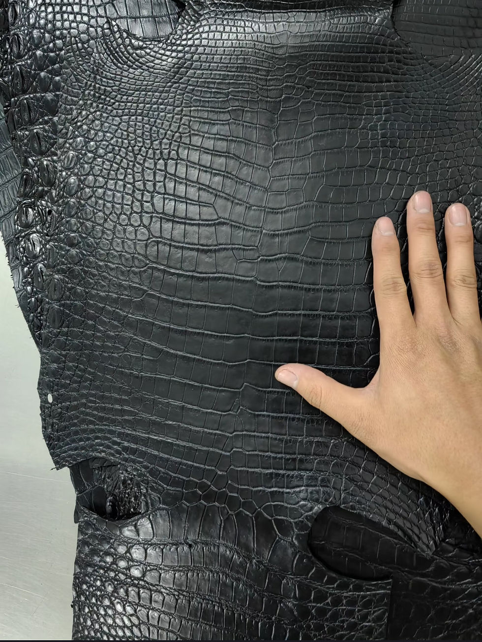 Miniature : Black Alligator Leather For Craft Bag,Soft Luxury Black Alligator Leather Skin