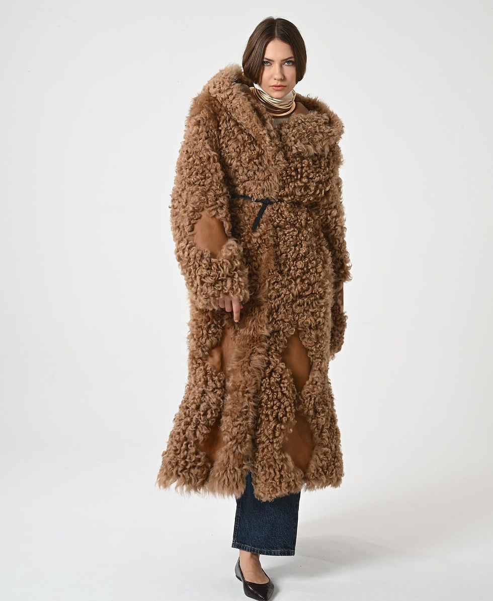 الصورة المصغرة: Curly Tigrado Woman Lambskin Coat