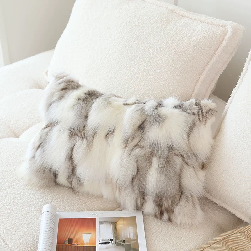 Miniatura: Arctic Fox Fur Pillowcase, Real Fox Fur Pillowcase