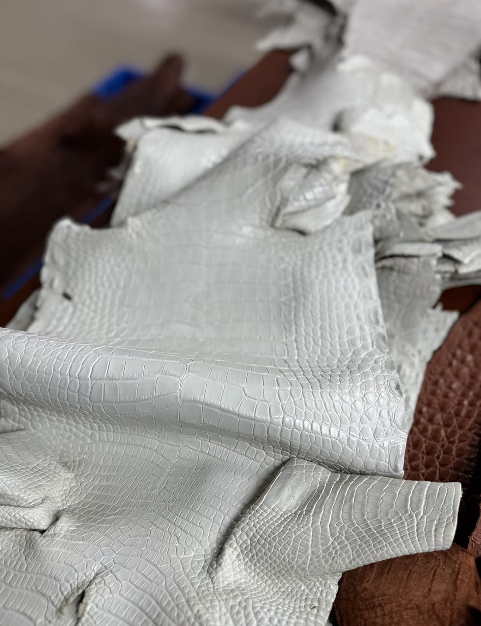 Thumbnail: Yellow Alligator Leather For Craft Bag,Soft Luxury Blue Alligator Leather