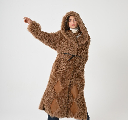 Curly Tigrado Woman Lambskin Coat | Turkish Leather Fur