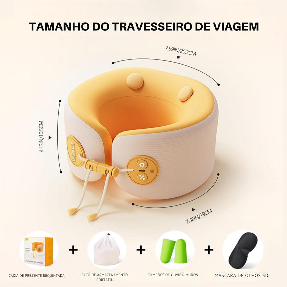 Miniatura: Travesseiro de Pescoço Ergonômico para Viagem com Suporte 360