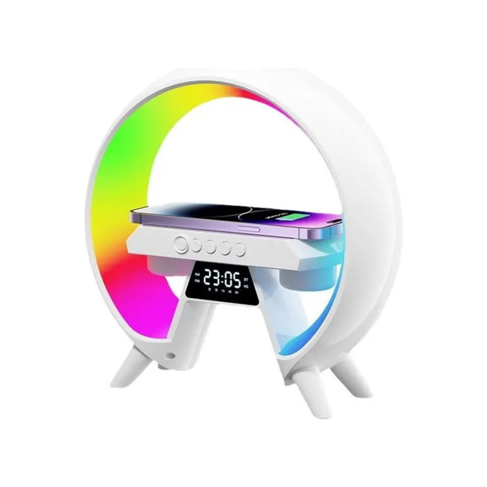 Miniatura: Caixa de Som Bluetooth Big G com Luz Noturna Inteligente e Carregador Sem Fio