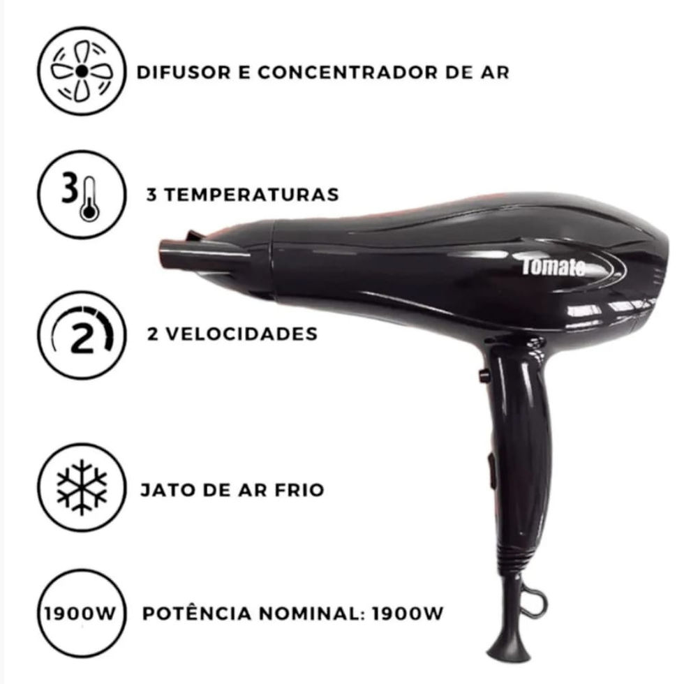 Miniatura: Secador De Cabelo Profissional 2000w Três Tem-peraturas 220v
