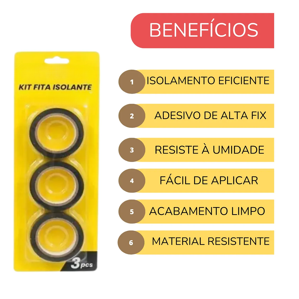 Miniatura: Kit 3 Fitas Isolantes Bomder: Resistência E Durabilidade