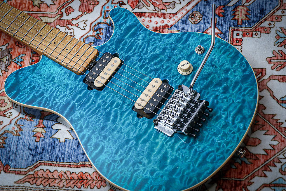 Thumbnail: ERNIE BALL USA Music Man Axis HH Floyd "Blue Quilt" (1996)