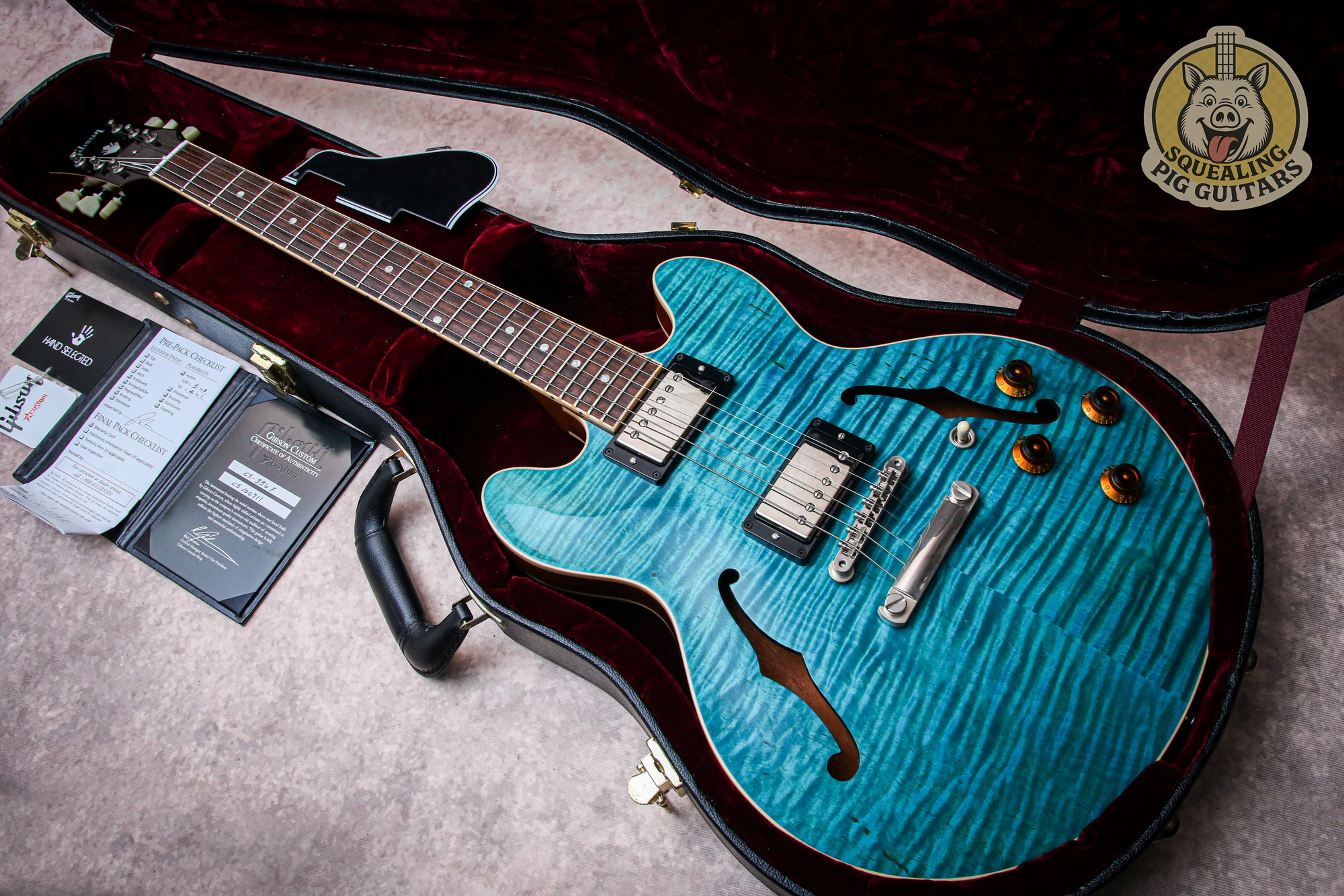 GIBSON USA Custom Shop ES-336 Figured Hand Selected Top " Aqua Blue + Rosewood"