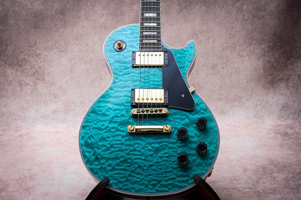 Thumbnail: GIBSON USA Custom Shop M2M Les Paul Custom Quilt 7A " Aqua Blue + Ebony" (2024)