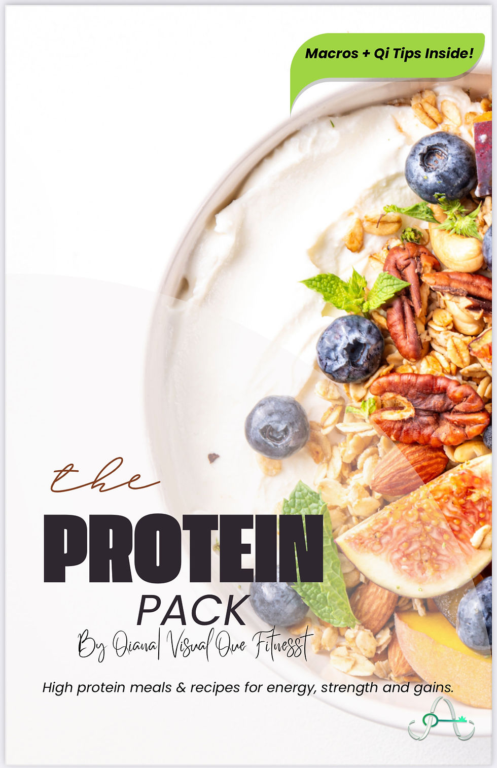 The Protein Pack ebook cover - high - protein recipes and tips by Visual Que Fitness