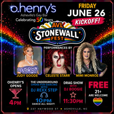 Stonewall Fest Asheville at o.henrys coming in june