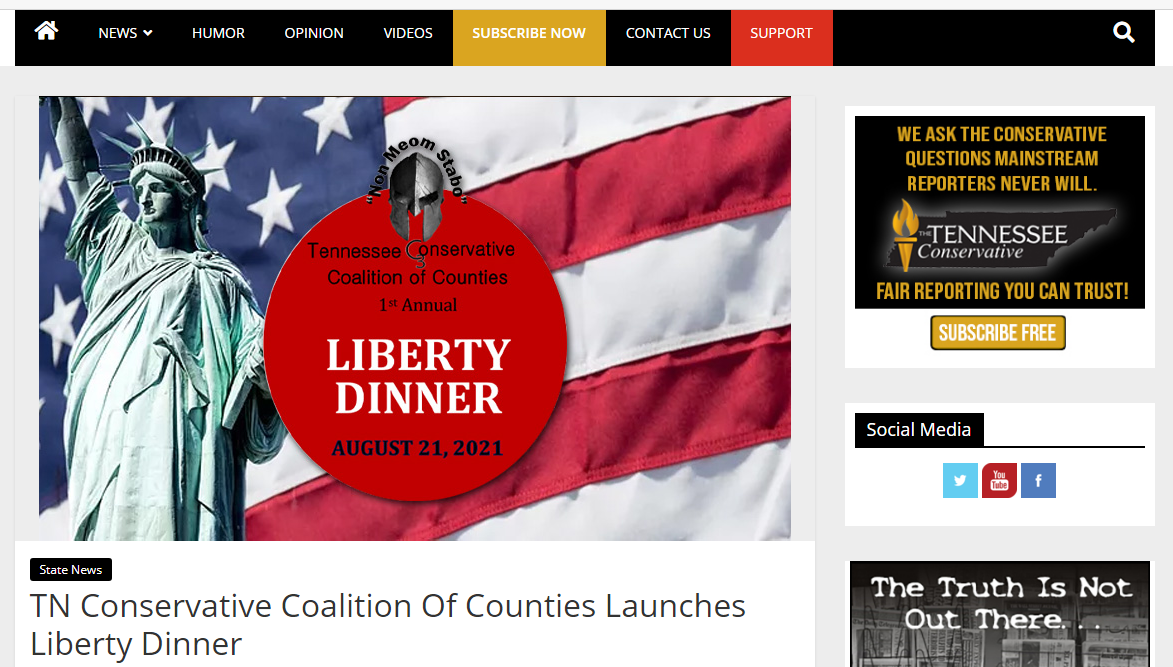 Tennessee Conservative announces Liberty Dinner online content media