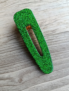 Barrette fait main résine et paillette vert sapin