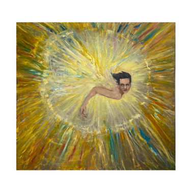 Obra de pintura a óleo entitulada A Tourist in the Waking World