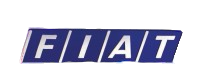 Logotipo de FIAT en azul con letras blancas, sobre fondo negro.