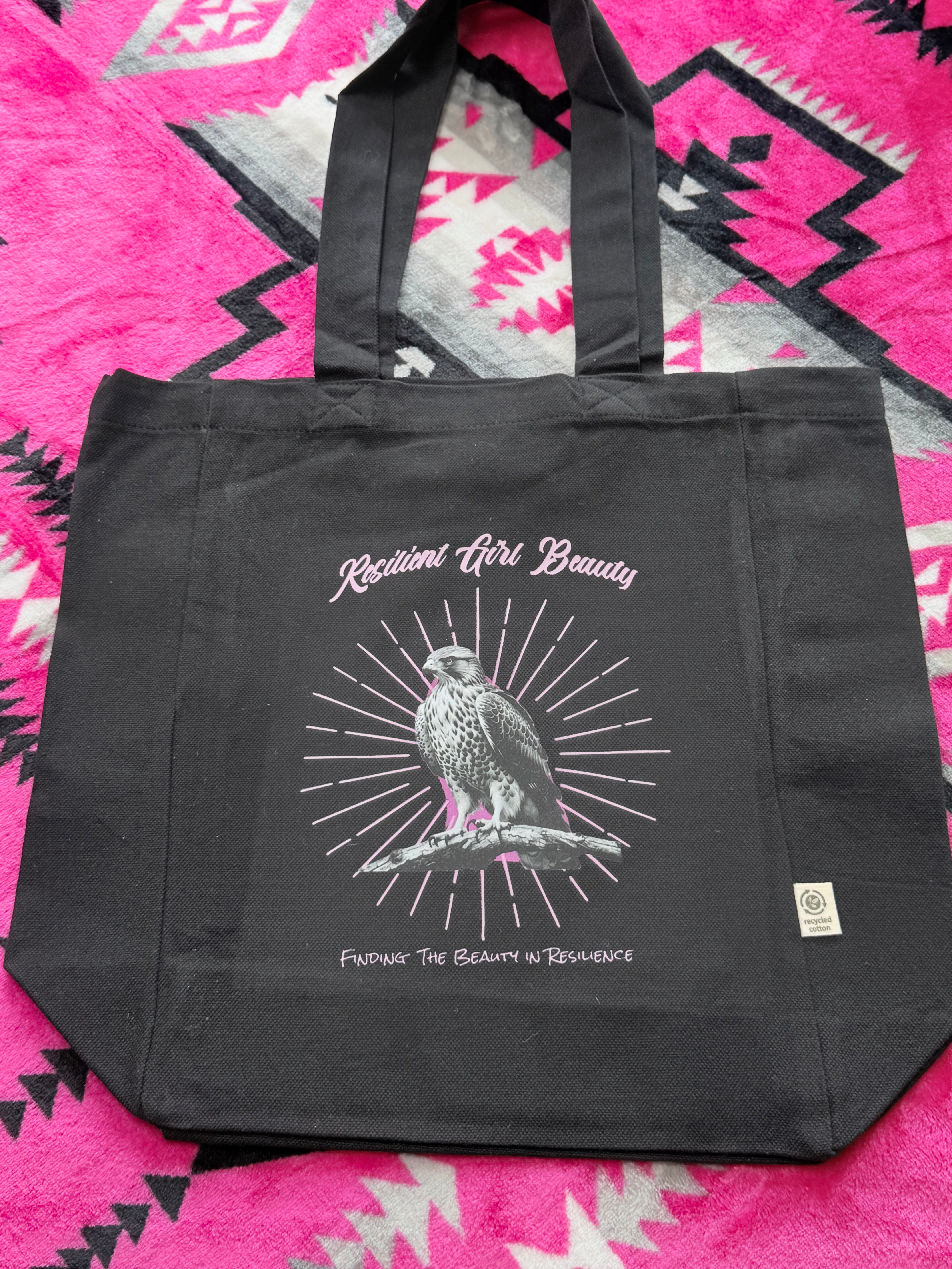 Pastel Pink Hawk Tote (Black)
