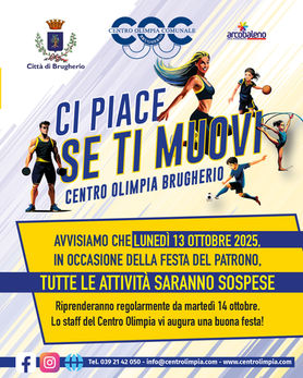 📣 Sospensione attività per festa del patrono 📣