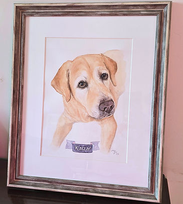 Kaizar's regular size pet portrait painting in watercolour