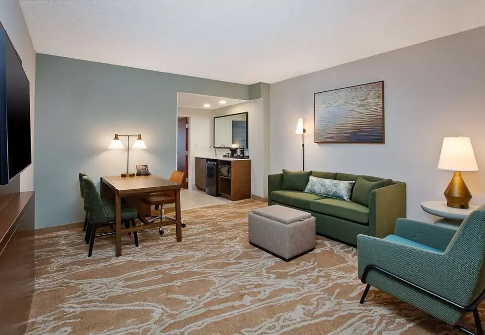 Hotel suite living area for Austin Grand Prix group travel guests