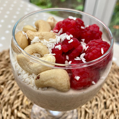 Cashew & Raspberry Topped Chocolate Chip Mousse