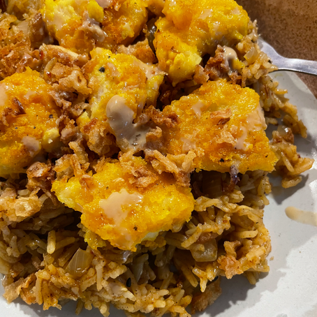 Crispy Haddock with Lebanese Rice
