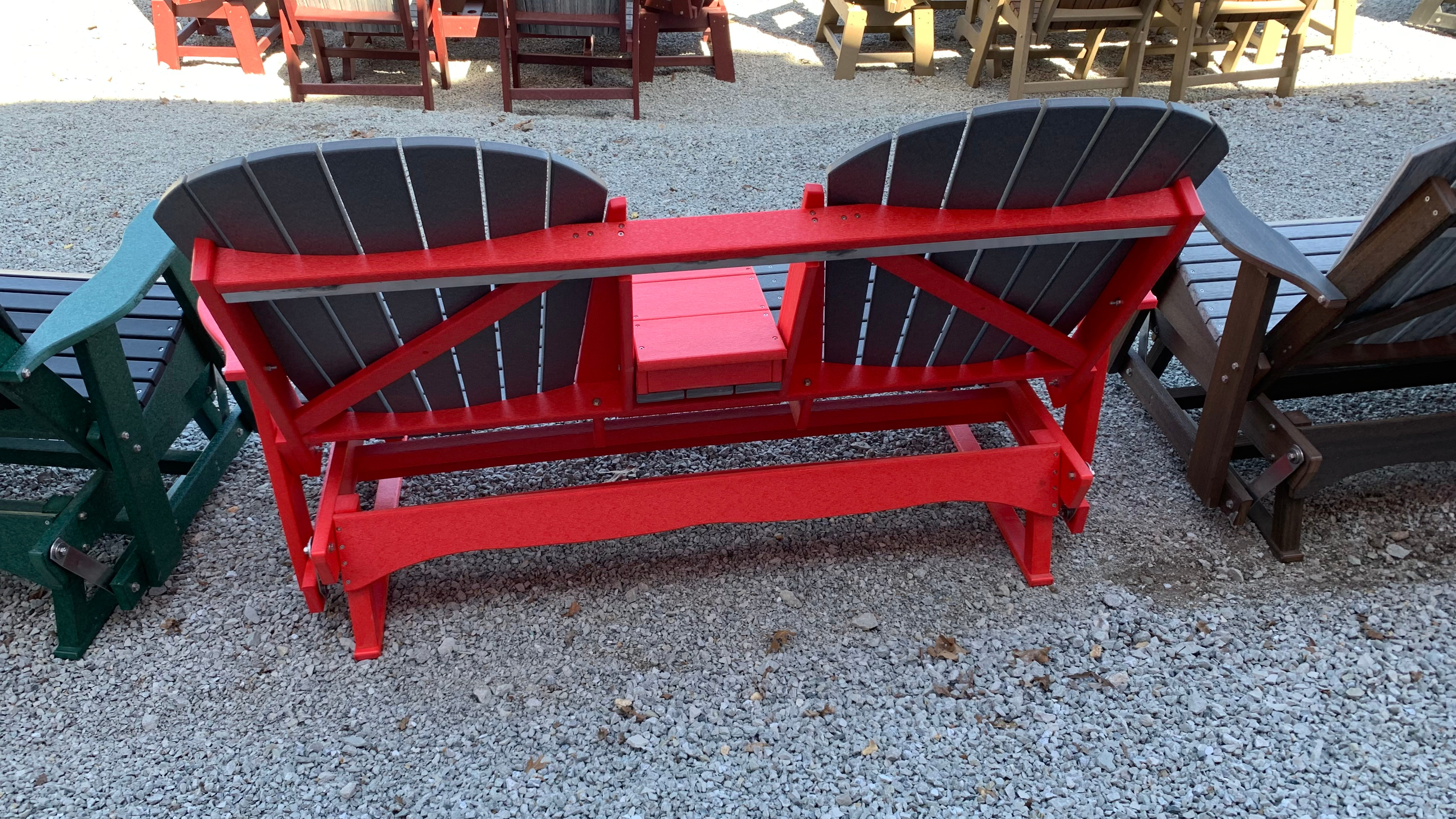 5' Poly Glider Bench with Fold-down Console, view 3