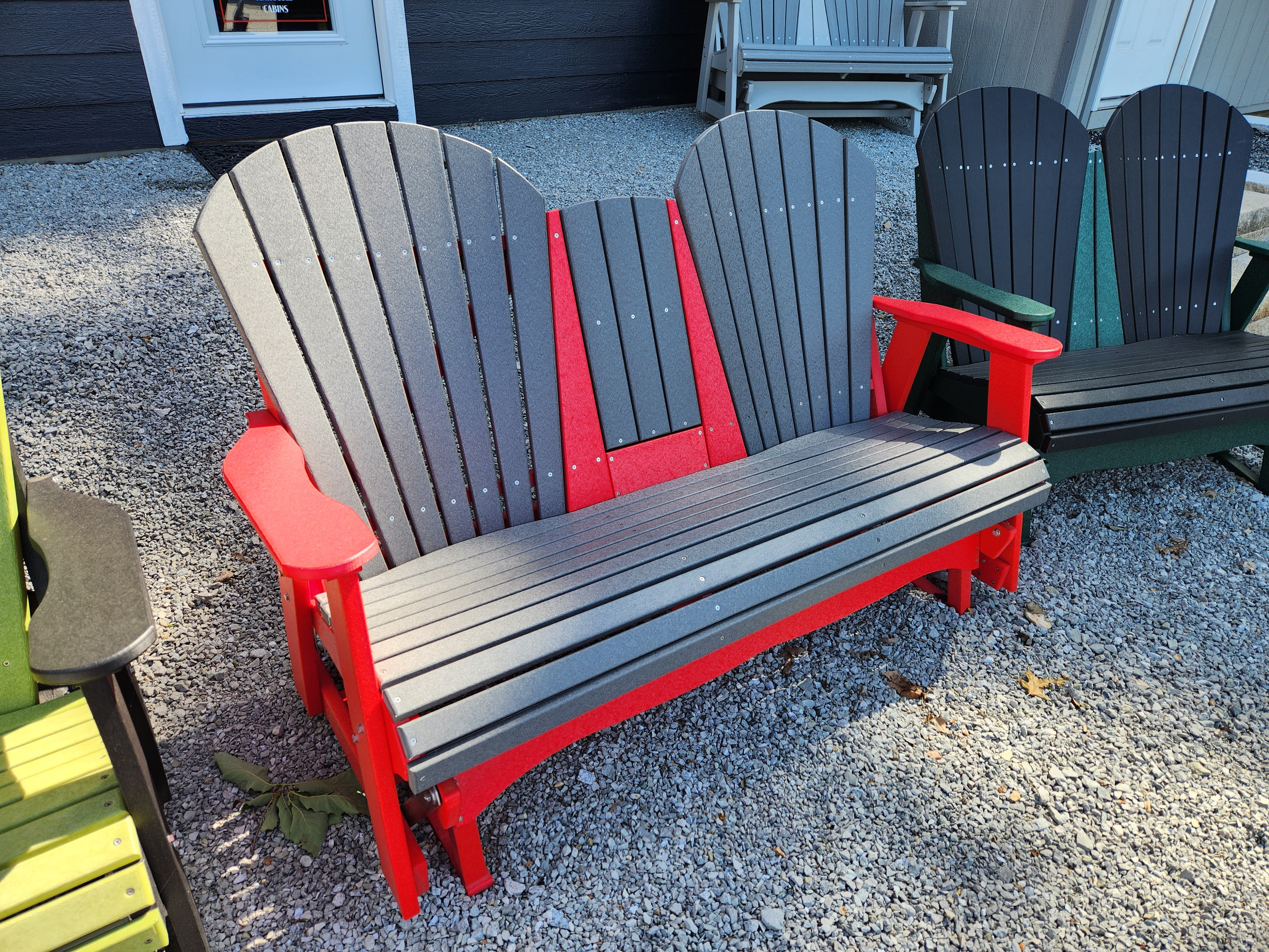 5' Poly Glider Bench with Fold-down Console, view 2