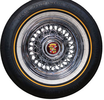 Cadillac Kelsey Hayes tire package with Vogue white and gold tires.
