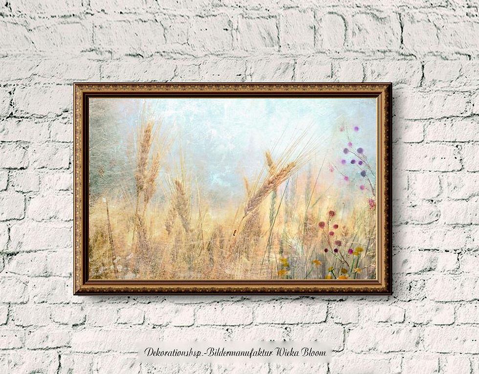 Miniaturbild: ähren kornfeld sommerzeit gemälde wandbild landhausstil shabby chic vintageart kunstdruck leinwand wohnzimmer günstig kaufen
