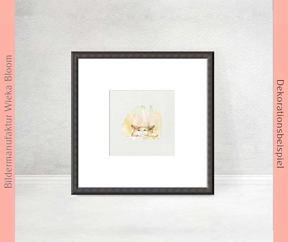 kunstdruck miniatur minibild katze nach original handgemaltem aquarell-bild