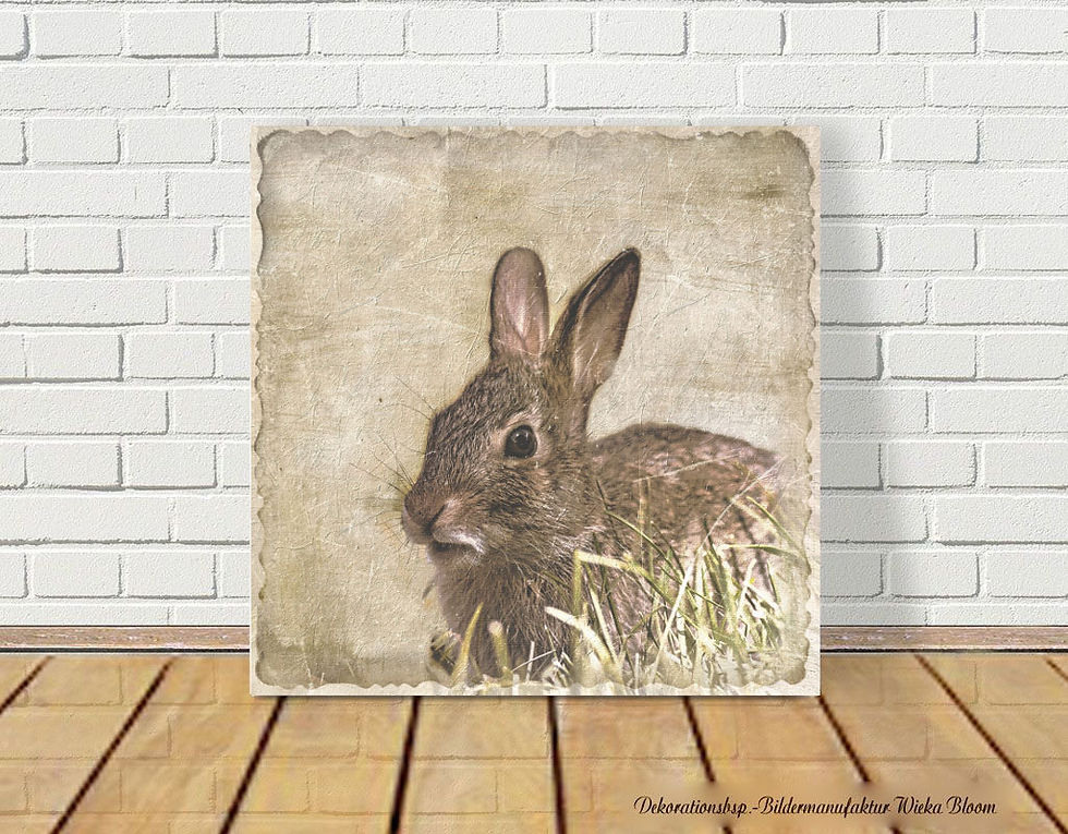 Miniaturbild: hase waldtiere wandbild holzdruck im vintage shabby style landhausstil sephia braun günstig kaufen