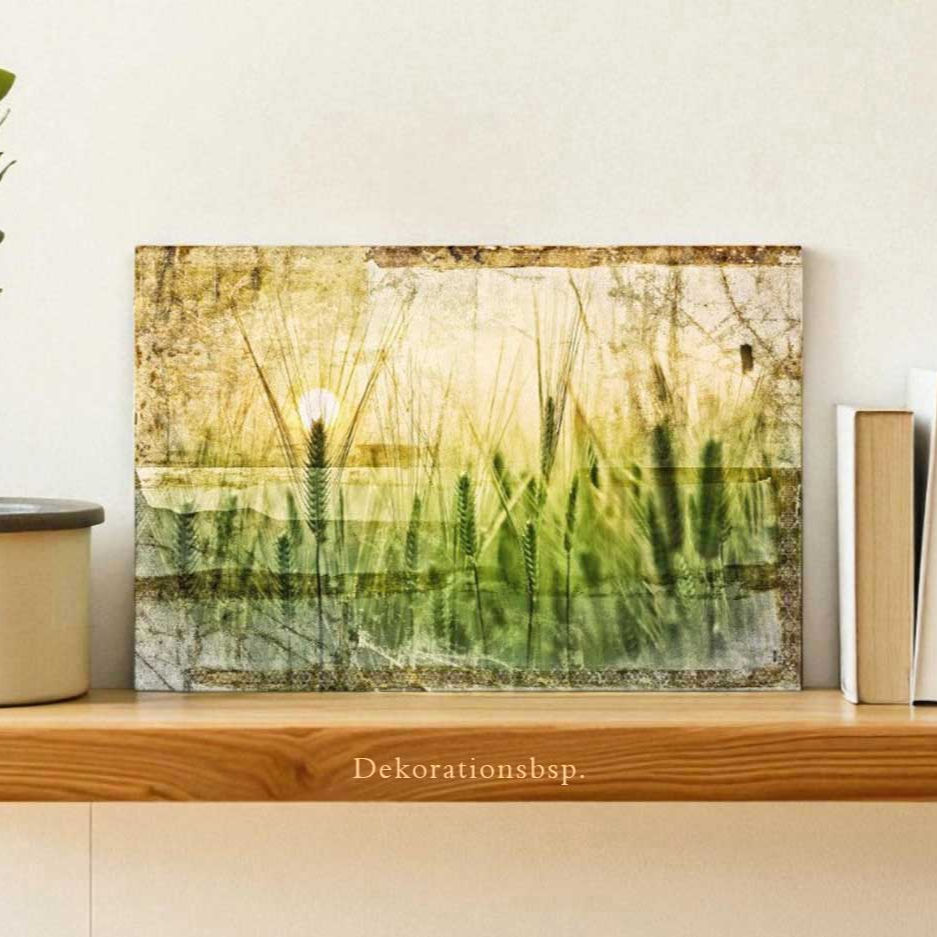 wandbild kornfeld aehren im sommer im shabby chic landhausstil