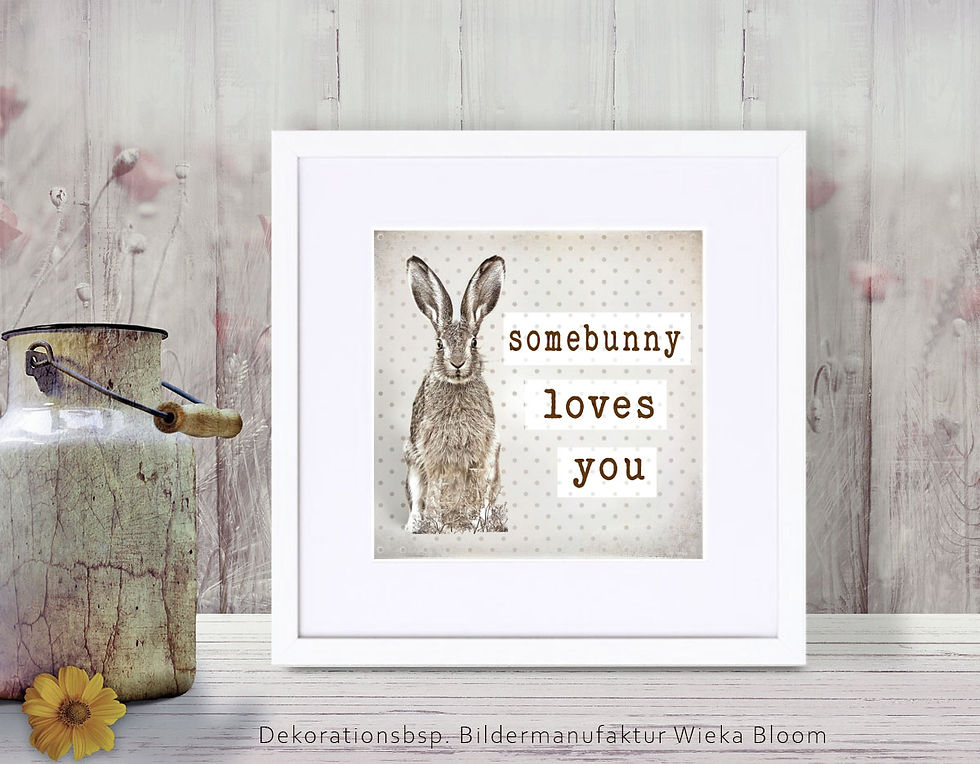 Miniaturbild: SOMEBUNNY Waldtiere Hase Wandbild im Vintage Style, Landhausstil mit Spruch