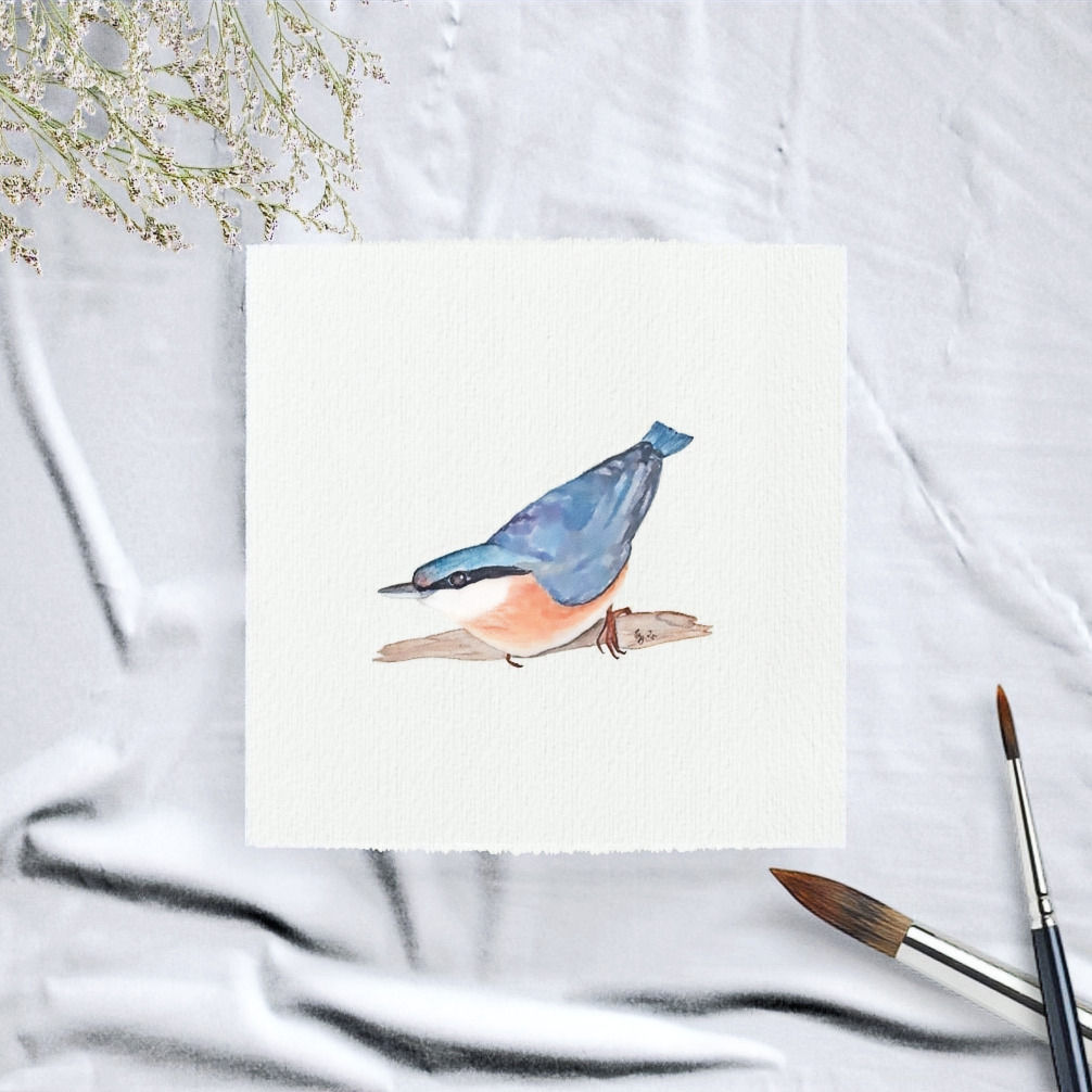 kleiner vogel kleiber, wandbild im minimalistischen landhausstil