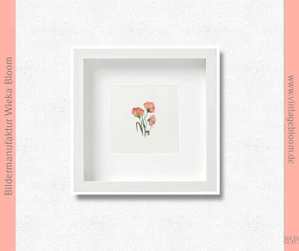 miniatur roter mohn blumen blüten kunstdruck nach handgemaltem aquarell auf büttenpapier minibild im landhausstil