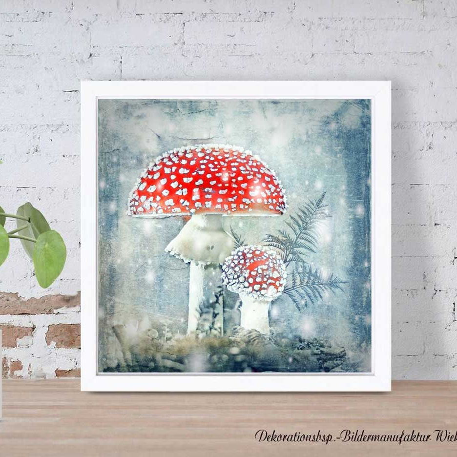 Miniaturbild: Kunstdruck, herbstzeit wandbild fliegenpilze im landhausstil shabby chic, bildermanufaktur wieka bloom