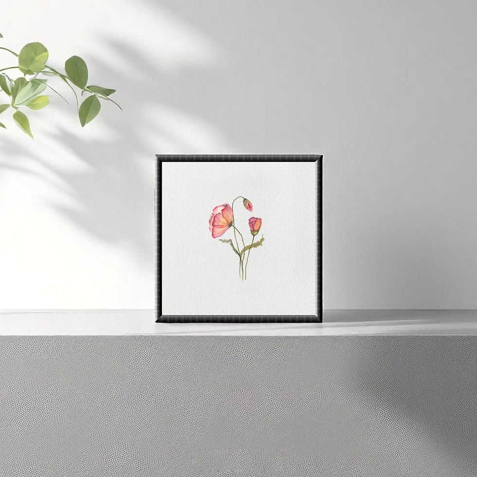 mohnblumen blüte kunstdruck fineartprint nach handgemalten original aquarellbild, gerahmt
