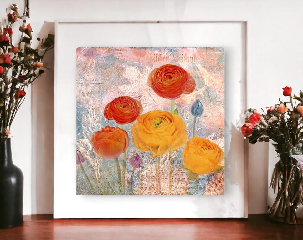 Wandbild Ranunkelblüten Frühlingsblumen Landhausstil shabbychic vintagestyle leinwandbild holzbild kunstdruck günstig kaufen