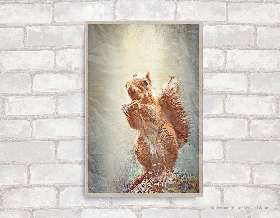 Miniaturbild: wandbild leinwandbild canvas eichhörnchen wanddeko vintage style shabby chic landhausstil handmade günstig kaufen