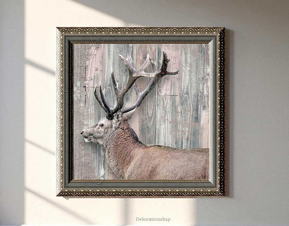 wandbild waldtiere hirsch rustikal im alpenchic landhausstil als kunstdruck poster