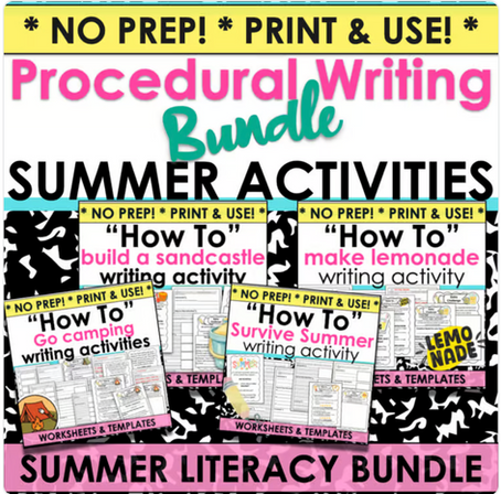 Summer Writing Activities for Elementary Students: A Fun Way to Teach Procedural Writing