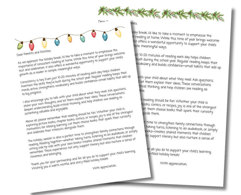 Activities to Support Literacy Skills over Winter Break