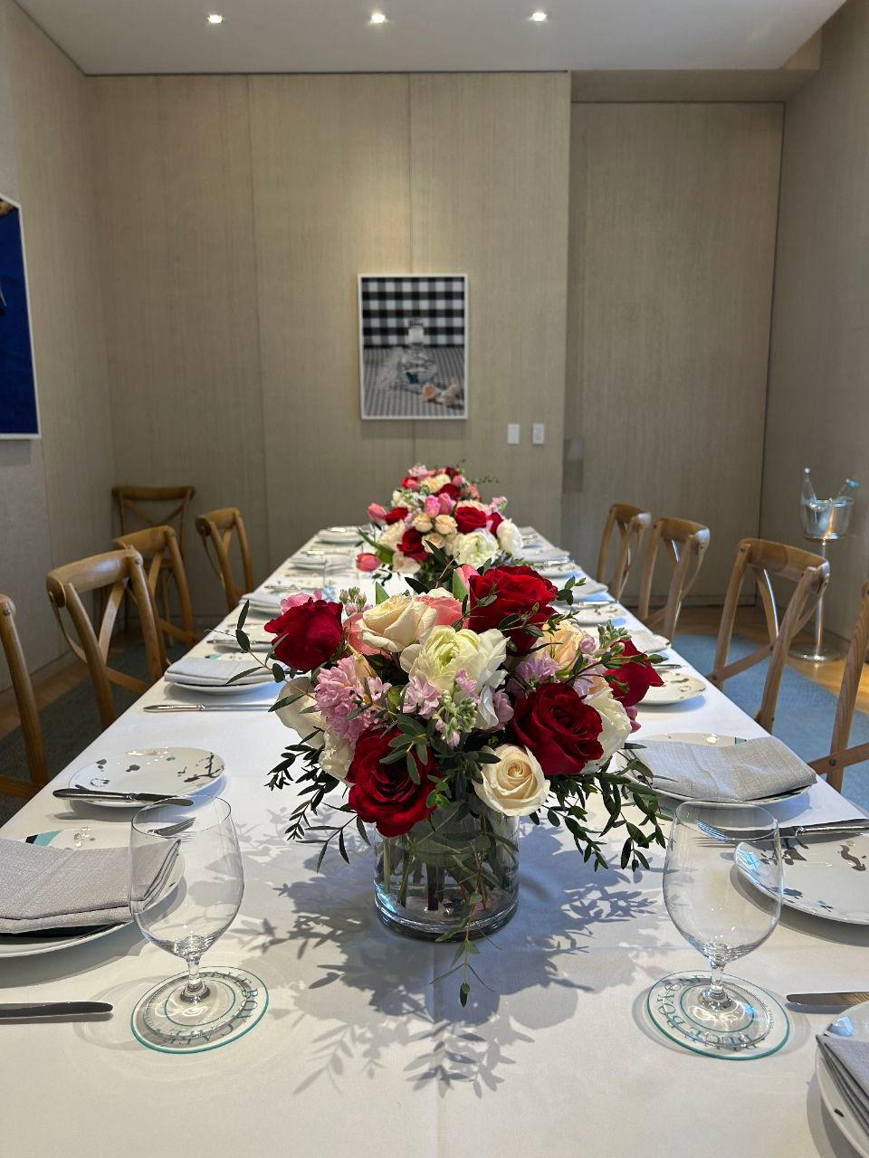 Thumbnail: Red Rose White Rose Ranunculus centerpiece sameday delivery NYC