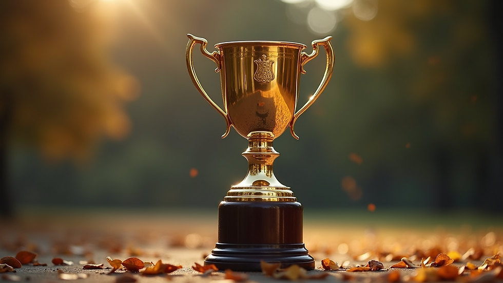 Close-up view of a trophy that symbolizes achievement and excellence