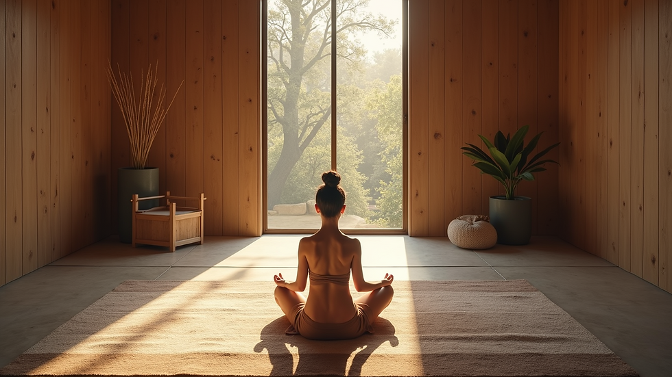 High angle view of a cozy meditation space