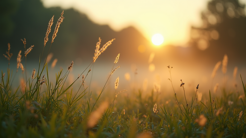High angle view of a peaceful morning scene with nature