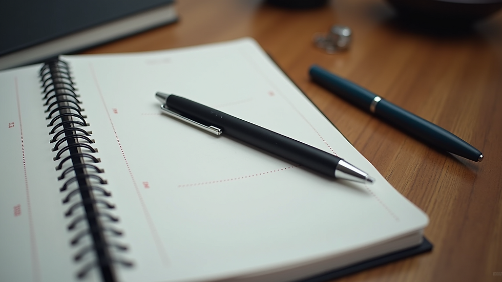 High-angle view of a fitness journal and pen on a table