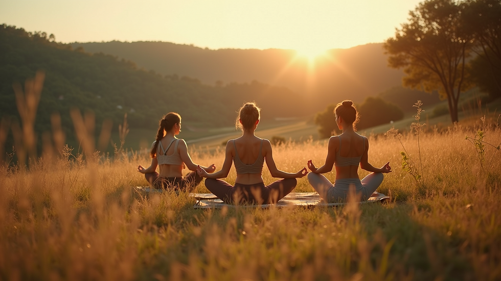 High angle view of a tranquil yoga session in nature