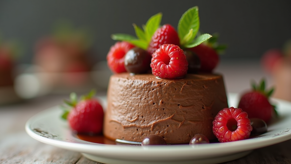 Eye-level view of a luscious avocado chocolate mousse