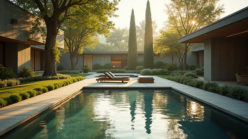 High angle view of a tranquil outdoor area perfect for relaxation and reflection